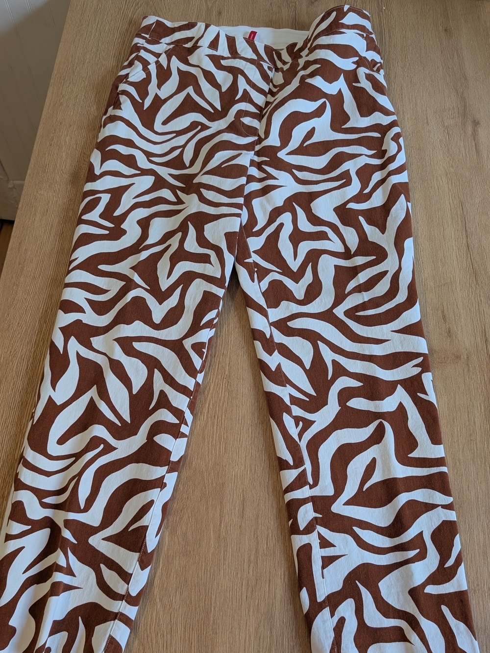 SPANX Brown and White Zebra-Print Chinos